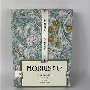 William MORRIS Co Tablecloth Leicester Blue Floral Spring Cotton 60 X 84 NEW